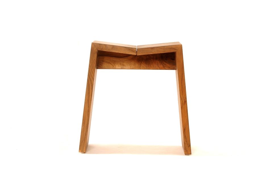 Tabouret bas MEZENC - Atelier Vallon artisan ébéniste Ardèche 01
