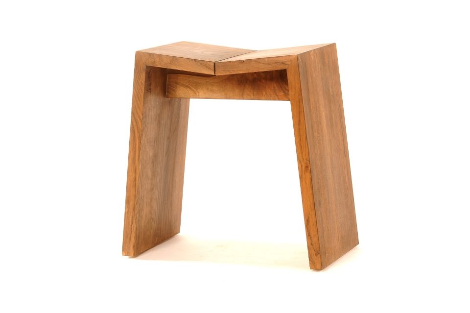 Tabouret bas MEZENC - Atelier Vallon artisan ébéniste Ardèche 06
